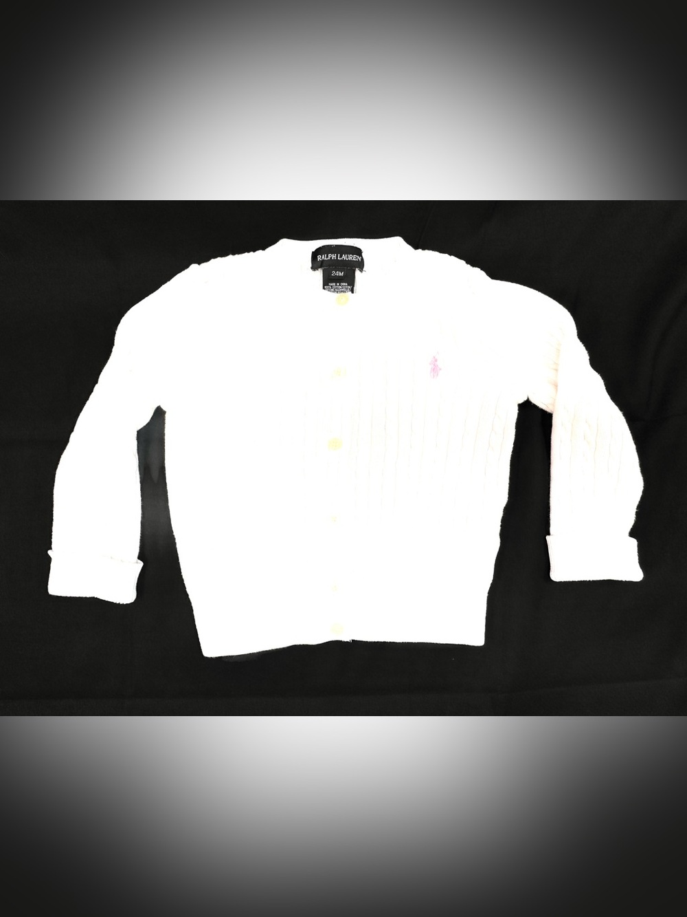 Ralph Lauren Baby Girls White Cable Knit Cardigan 24M